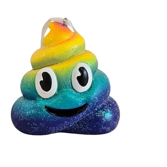 Rainbow Glitter Poop Emoji christmas Ornament - Fun & Colorful Decor funny - Picture 3 of 3